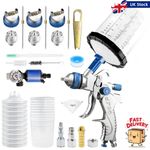 H2008 Spray Gun Paint Gun Kit HVLP Gravity Feed Air 1.3mm 1.7mm 2mm 3 Nozzles