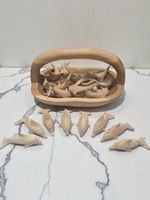 ChiselCraft  (TWENTY) 20 Wooden Dolphins GRAINED NATURAL Wood Carvings HANDMADE