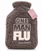 Man Flu Survivor Hot Water Bottle – Grey Fluffy Cosy Novelty Gift for Him