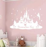 PERSONALISED PRINCESS CASTLE DISNEY WALL STICKER CHILDREN'S BEDROOM FANTASY 