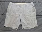 Folk Shorts Mens 36 Blue Chino Canvas Smart Summer Bottoms Zip Fly Striped