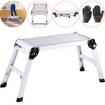 150kg Folding Aluminium Ladder Stool Work Platform Step Up Bench Lightweight UK