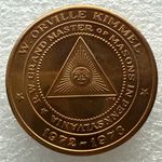 Grand Master Mason Pennsylvania Medal - W. Orville Kimmel - 1972-1973 Token Coin