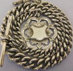 Heavy Antique Solid Sterling Silver Albert Pocket Watch Chain & Fob Bir 1901