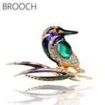 Art Deco Style Enamel Crystal Animal Bird Brooch Shawl Pin