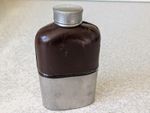 VINTAGE SILVER PLATED AND GLASS HIP FLASK - -  4 1/4  INCH TALL