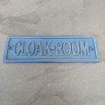 Vintage Cast Iron CLOAKROOM Sign Office Church School Hall Door Plaque Fast Post