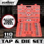 110 Pcs Tap And Die Set Metric Thread Cutting Tool Wrench Kit Tungsten Steel