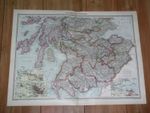 1908 ANTIQUE MAP OF SCOTTISH LOWLANDS GLASGOW EDINBURGH KINTYRE ARRAN SCOTLAND