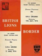 British Lions v Border 17 July 1974 RUGBY PROGRAMME at East London