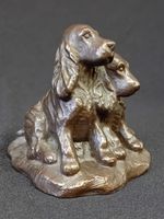 Heredities Bronzed Resin 'Springer Spaniels' Figurine. 3.5" Tall. 3.5" Wide. GC.