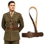 Sam Browne Belt Genuine Leather Complete with Shoulder Cross Strap,Brown Leather