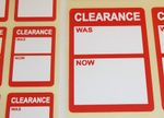 Bright Red CLEARANCE Was / Now Price Point Stickers Swing Tag Sticky Labels