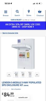 LEWDEN Metal ENCLOSURE KIT Consumer Unit  with SPD  RRP £89.99 