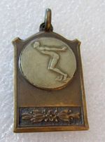 1936 CROSSING THE LIEGE - Belgium Bronze Swimming Medal / Medallion - C.R.B.G.