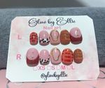 Glow by Ellie Short Square Press-On Nails Set Pink & Brown Animal Shiny Full
