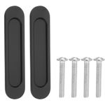 2Pcs Sliding Closet Door Handles 6" Aluminum Alloy Finger Push Pulls, Black