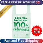 100 x Large Heavy Duty 100% Degradable Carrier Bags 11 x 17 x 21 inch, Reusable