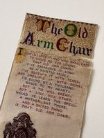 Book Mark, Ephemera, Stevengraph, The Old Arm Chair SB642  By Eliza Cook C1871 