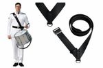 Premium BLACK Leather Marching Snare Drum Sling Cross Belt Adjustable Drum Strap