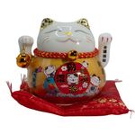Ceramic Lucky Cat Maneki Neko Lucky Ornament Moving Paw Desk Decor