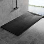 SMC Bathroom Shower Tray Square/Rectangle Black Walk In Shower Base Free Waste