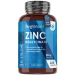 WeightWorld Zinc Bisglycinate – Immune System, Skin, Hair & Nails – 400 Tablets