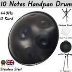 Handpan Drum D Kurd 22" 10 Notes 440Hz w/Bag,Stand,Hammers-Meditation&Music Gift