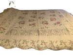 Vintage Shabby Chic Floral Cotton Quilt Scalloped Hem 66 x 80, cottagecore