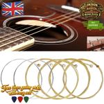 ACOUSTIC GUITAR STRINGS ✅SET OF 6 HIGH QUALITY STRINGS ✅ UK SELLER✅FREE PICKS