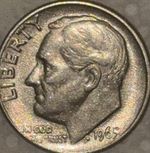 1965 Philadelphia Roosevelt Dime 10C Business Strike Clad Copper KM#195