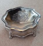 Vintage Silver Plated Trinket Box 1940 Dieu et MonDroit