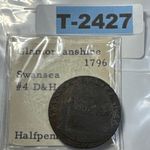 EXONUMIA: Antique Glamorganshire Swansea Halfpenny Token 1796  T-2427