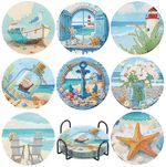 8 Pcs Beach Diamond Art Painting Coasters coaster-sized, Bdal0028-uk