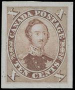 1859 CANADA PRINCE ALBERT PROOF OF 10C IN ORANGE BROWN, UNLISTED IN UNITRADE
