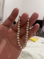 Vintage 925 Sterling Silver Faceted Beaded Ball Bracelet 8g Toggle Clasp