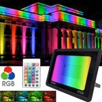 RGB LED Floodlight Outdoor IP66 Waterproof 50W / 100W Colour Changing Garden Spo