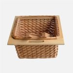 Wicker Pull Out Basket Kitchen Cabinet with Front Handle and Wood Runners