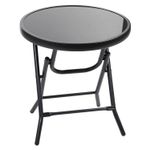 Small Garden Folding Drinks Side Table Glass Bistro Dining Outdoor Patio