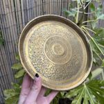 Vintage Brass Engraved Animal Serving Dish Drinks Tray Whimsy