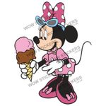 Ice Cream Van Character sticker Minnie Mouse & Scoop trailer decal (choose size)