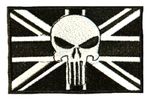 Black Union Jack With Punisher Skull Embroidered Sew Iron on Patch Badge (A)
