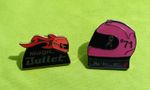 2x DAVY MORGAN #71 Isle of Man TT Motorcycle racer badges pins lapels RIP