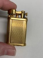 Dunhill Lighter Unique Lift Arm Foxhead Pattern Mini / Short Lighter Gold Plated