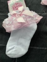 Baby Girls Lace and Bow Frilly Socks White and Pink Various Sizes