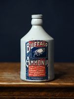 Vintage Buffalo Ammonia Stoneware Bottle Advertising Label 22cm
