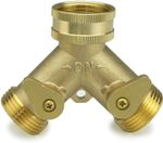 Aqualogis Garden Hose Y Splitter Heavy Duty 2 Way Solid Brass Water Tube Valve