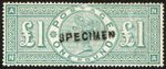 SG212s 1891 £1 green, NA, opt SPECIMEN, few light rubs on face