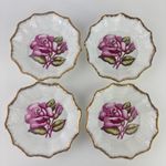 Lot of 4 Roslyn Pink Rose Floral Fine Bone China Saucers Made in England Vtg
