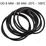 2 mm Nitrile O-Ring NBR Rubber Seal Washer  O Ring OD 8 mm - 80 mm -25℃ - 100℃